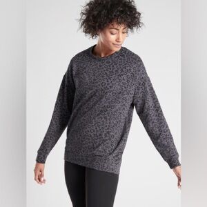 Athleta PURE LUXE LEOPARD PRINT SWEATSHIRT